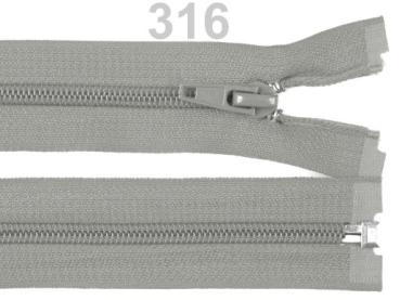 Reißverschluss spiralförmig 5 mm, 40 cm, teilbar, Mittelgrau